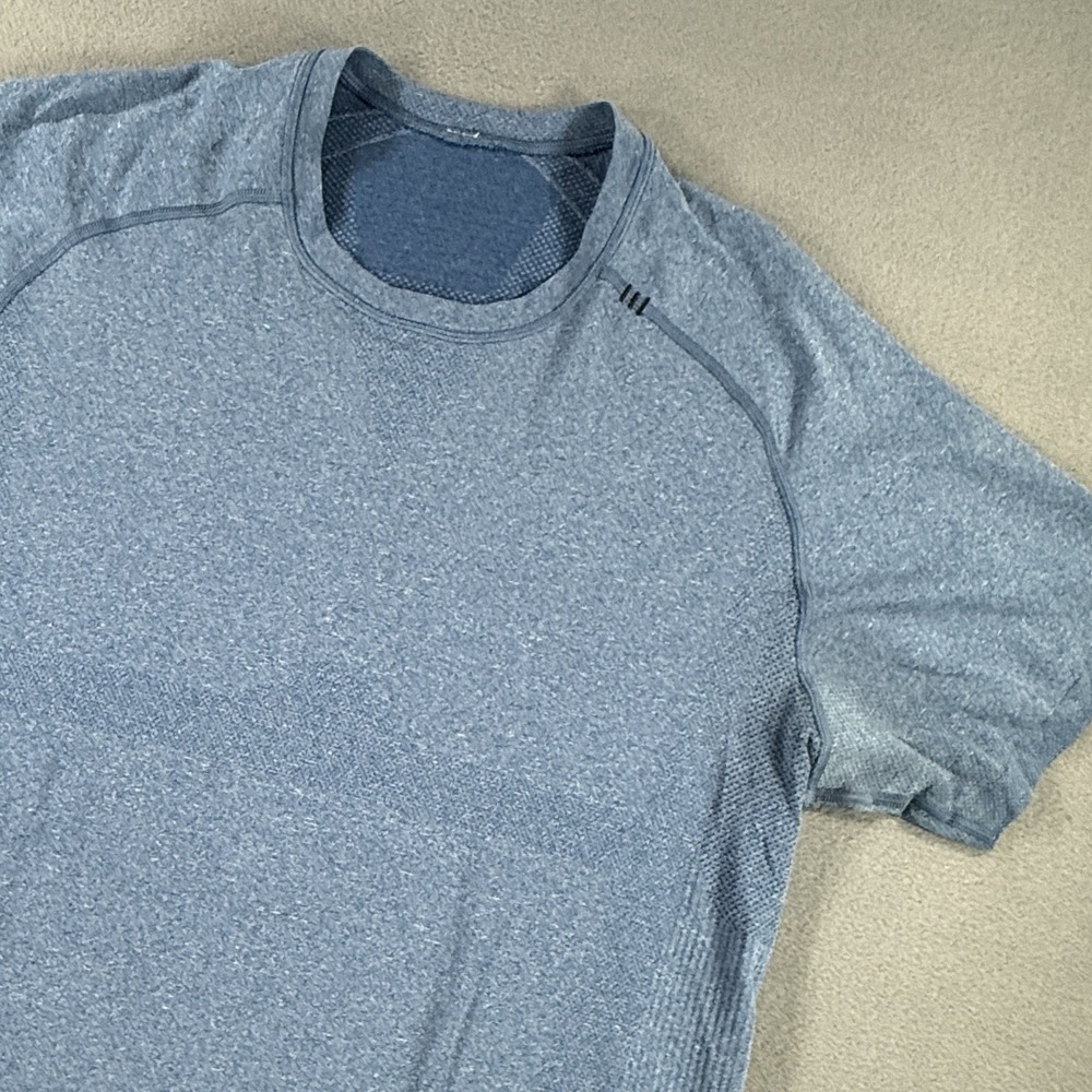 Lululemon Metal Vent Tech Short Sleeve Shirt Blue Heathered Mens Large Workout